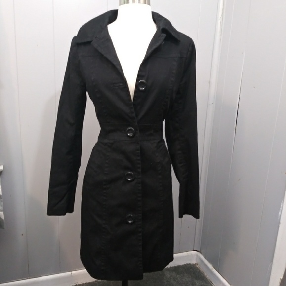 H&M Jackets & Blazers - H&M Black Lightweight Trench Coat Knee Length Sz 6